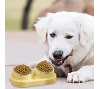 Gamelle surélevée pour chat avec 2 gamelles amovibles en acier inoxydable surélevée à 15° pour la nourriture et l'eau pour chats de petite taille (jaune, 35 x 19 x 11,5 cm)