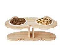 Gamelle surélevée pour chat - Distributeur de nourriture surélevé pour animaux de compagnie avec support en bois - Bol surélevé pour jeunes chats - Pour une utilisation en intérieur comme la maison et