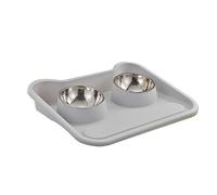 Gamelle Surélevée pour Chat et Chien - Double Plateau d'Alimentation Antidérapant avec Bol à Eau - Accessoire de Voyage pour Animaux de Compagnie