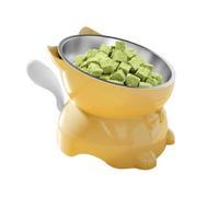 Gamelle surélevée pour chat inclinée, mignonne et adaptée aux moustaches, gamelle d'eau surélevée pour chiots, chatons, petits et moyens, intérieur, maison, balcon, salon, jardin, cour (jaune)