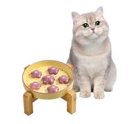 Gamelle surélevée pour chat - Labyrinthe Puzzle Gamelle pour chat avec support en bambou, antidérapant - Base surélevée pour manger confortablement - 170,1 g - Fleur violet clair