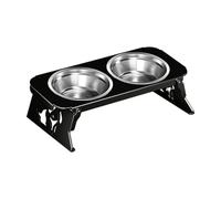 Gamelle surélevée pour chien avec support pliable antidérapant double gamelle pour nourriture et eau pour chiens et chats de petite et moyenne taille - Noir