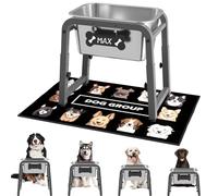 Gamelle surélevée pour chien de 7 L, hauteur réglable (33 à 43,2 cm), bol surélevé en acier inoxydable avec tapis anti-déversement et support en métal robuste, anti-pointe, facile à nettoyer