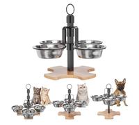 Gamelle surélevée pour chien et chat - Avec 4 gamelles en acier inoxydable - Support réglable en hauteur - Gamelle pour chat - Nourriture pour chat - Nourriture pour chat - Petits chiens