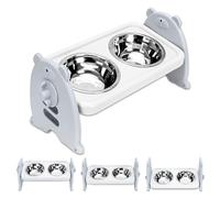 TOWEAR Gamelle pour chien et chat - Gamelle d'alimentation lente pour chien - Design surélevé réglable à 3 niveaux - Matériau PP - Support en polypropylène avec 2 gamelles en acier inoxydable -