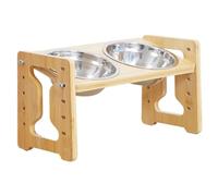 Gamelle surélevée pour Chien, mangeoire Amovible et réglable en Bois, gamelles antidérapantes en Acier Inoxydable pour Animaux de Compagnie, gamelles surélevées pour Chiens à Domicile