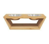 Gamelle surélevée - vidaXL - Bamboo - 2 bols amovibles - Confortable - Durable Marron G