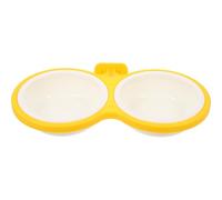 Gamelle Suspendue pour Chien, Bol Fixe Détachable en Plastique Jaune | Base Robuste, Surface Lisse et Stable, Double Bol Séparé, pour Petits Animaux, Magasins et Sol