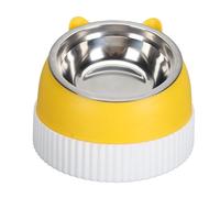 Gamelles Anti-désordre pour Chat, gamelles surélevées en Acier Inoxydable pour Nourriture et Eau pour Animaux de Compagnie, inclinées à 15 °, en Plastique antidérapant, mangeoire (Jaune)