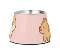 Gamelles antidérapantes en acier inoxydable pour petits chiens Shiba Inu - Rose