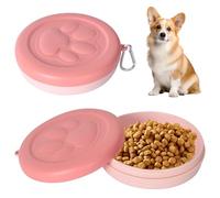 Gamelles Bols avec Couvercle Chiens Bols d’Eau pour Chiens Voyage Bol pour Chat et Chien Non assemblé en Plastique,Une pièce moulée Design,Léger Protable pour Marche Randonnée Camping, 380ml (Rose)