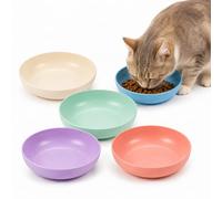 Gamelles Chat Lot de 5 Plates Anti-Fatigue Vibrisses Lave-Vaisselle | 5 couleurs sans BPA non toxique pour nourriture sèche humide eau, multi-chats voyage pratique