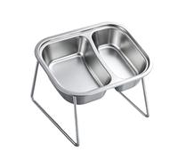 Gamelles Chat Surélevées Gamelle En Acier Inoxydable Surélevée Inclinée À | Bol D'Eau Pour Chat Intérieur, Extérieur, , Voiture, Cage, Maison, Jardin, Parc,