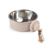 Gamelles de cage pour animal de compagnie, bol à suspendre en acier inoxydable amovible pour nourriture et eau pour chiens, chats, petits animaux (gris A)