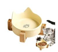 Gamelles de Nourriture pour Chats en céramique, en céramique pour Chats, Alimentation pour Animaux domestiques, Alimentation antidérapante avec Support en Bois, Bols pour Nourriture et Eau