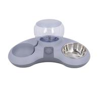Gamelles Doubles pour Chat - Ensemble de gamelles de Nourriture et d ' Eau pour Animaux domestiques - Gamelles sur é lev é ES inclin é ES avec Distributeur d ' Eau Automatique de 1 (Grise)