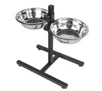 Gamelles Elevé en Bois avec 2 Gamelles,Porte-gamelle pour Chien, Gamelles pour Chiens, 1.8 l, Acier Inoxydable, Hauteur réglable, antidérapant