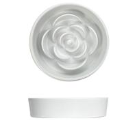 Gamelles en céramique for Chien à Alimentation Lente - Plat de Nourriture Moderne en Forme de pétale, Bol Labyrinthe Puzzle for ralentir l'alimentation, Anti-avalement(White,S)