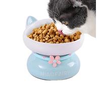 Gamelles en céramique pour chat, prévention du refoulement en céramique inclinée - Jolie bouche inclinée - Litière surélevée pour chat stable pour la nourriture et l'eau