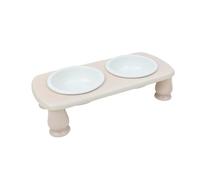 Gamelles for Chats et Chiens, gamelles for Animaux de Compagnie, en céramique, Support Bambou antidérapant, for Petits Moyens d'intérieur, Chiots, Blanc, Petit