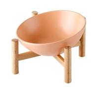 Gamelles inclinées surélevées pour chat - Mangeoire en céramique avec support en bois, bol anti-vomi, récipient antidérapant pour chatons, chiots