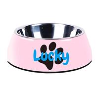 Gamelles personnalisées pour chien - Design séparé - En acier inoxydable - Avec fond antidérapant - Convient pour les chats de petite, moyenne et grande taille - Rose
