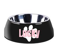 Gamelles personnalisées pour chien - Design séparé - En acier inoxydable - Avec fond antidérapant - Convient pour les chats de petite, moyenne et grande taille - Noir