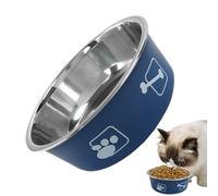 Gamelles pour chat en acier inoxydable imprimées de grande capacité, matériau durable résistant à la rouille, base antidérapante, idéale pour niche, ferme, chiot, furet, cage, maison, camping