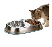 Gamelles pour chat - Gamelle pour chat, large moustache | Récipient antidérapant en acier inoxydable pour animal domestique, double gamelle pour nourriture et eau - Base antidérapante pour petits