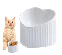 Gamelles pour chat - Gamelles pour chat - Écuelle pour nourriture et eau pour animaux de compagnie - Gamelle surélevée en forme de cœur - Bol plat incliné en porcelaine pour animaux de compagnie