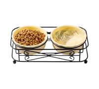 Gamelles pour chats d'intérieur - Distributeur avec support, ensemble de gamelles en céramique pour chien et chat - Fournitures pour animaux de compagnie pour nourrir les petits chiens, chiots