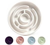 Gamelles pour chien à alimentation lente en silicone avec design antidérapant, réduction de l'ennui et de l'anxiété, convient à toutes les races de chiens et chats (céramique-blanc)