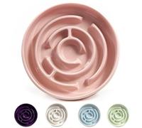 Gamelles pour chien à alimentation lente en silicone avec design antidérapant, réduction de l'ennui et de l'anxiété, convient à toutes les races de chiens et chats (céramique-rose)