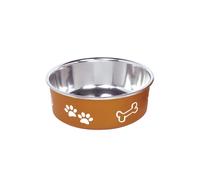 Gamelles pour chien inox antidérapante Nobby Pet Fusion Marron S