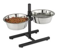 Relaxdays Gamelles pour Chiens, 4,5 l, Acier Inoxydable, HLP 42 x 61 x 29 cm, Hauteur réglable, antidérapant, argenté