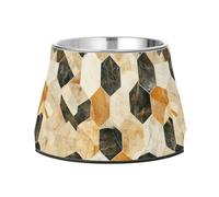 Gamelles pour chiens de taille moyenne en acier inoxydable avec support en marbre et pierres géométriques