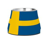 Gamelles pour chiens en acier inoxydable avec drapeau de la Suède pour petits chiens, moustache, fatigue, plato de comida para perros