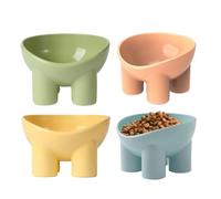 Gamelles surélevées à alimentation lente pour chat, gamelle surélevée pour nourriture et eau, protection du cou, 4 pièces gamelles pour chat à pattes d'éléphant | Assiette à collation surélevée