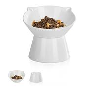 Gamelles surélevées Amovibles pour Chat, inclinées à 15°, Anti-vomissements, adaptées aux Moustaches, gamelles réglables pour protéger la Colonne vertébrale, Chaton Adulte (Blanc)