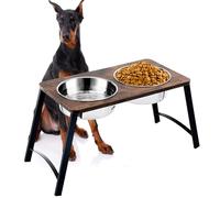 Gamelles surélevées en bois pour chiens de grande et grande taille avec deux gamelles de nourriture et d'eau en acier inoxydable de 3000 ml pour chiens de très grande taille, antidérapantes