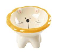 Gamelles surélevées en céramique pour chat - Gamelles surélevées sans stress - Design lion en céramique - Gamelle inclinée pour chat ou eau - Gamelle surélevée en porcelaine pour chats et petits
