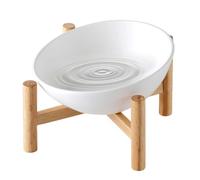 Gamelles surélevées et inclinées pour chat, gamelles pour chien en céramique avec support,Plats pour chiens en céramique anti-déversement | Bol d'alimentation anti-vomi pour chat avec support en bois,