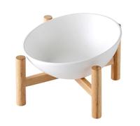 Gamelles surélevées et inclinées pour chat, gamelles pour chien en céramique avec support - Plats pour chiens en céramique anti-déversement,Bol Anti-vomi pour animaux de compagnie avec support en bois