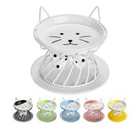 Gamelles surélevées pour chat, assiettes pour chat avec support surélevé pour manger sans stress, anti-vomissements, avec tapis antidérapant, passe au lave-vaisselle, gamelles en céramique pour chats