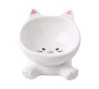 Gamelles Surélevées pour Chat | Écuelle Rehaussée pour Félin - Bol en Céramique Incliné avec Base Anti-Dérapante et Anti-Renversement pour Chaton et Chiot pour Manger et Boire