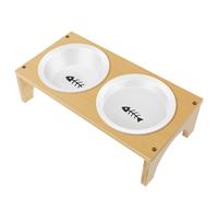 Gamelles surélevées pour chien avec support en bambou, double gamelle en céramique pour nourriture et eau, gamelle surélevée pour animaux de compagnie, passe au lave-vaisselle pour petits chats et