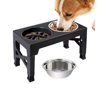 Gamelles Surélevées pour Chien | Support Adjustable à 5 Hauteurs Antidérapant - 2 Pièces Bol surélevé pour Chien en Acier Inoxydable Mangeoire à Ralentissement,pour Chiot Chat Alimentation et Boisson