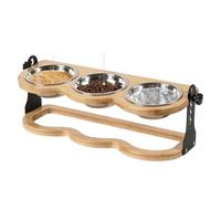 Gamelles Surélevées pour Chien | Support de Bol surélevé - Distributeur Friandises Hauteur Réglable 3 Assiettes INOX + Gamelle Inclinée Eau Intérieur