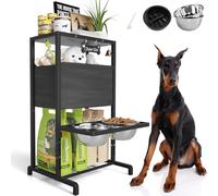 Gamelles surélevées pour chien, support de gamelle surélevée réglable en hauteur (8,9 cm à 27,9 cm), avec alimentation lente, station d'alimentation pour chiens avec organisateur de rangement et