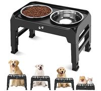 Gamelles surélevées pour Chiens, 4 gamelles surélevées réglables en Hauteur avec 2 gamelles épaisses en Acier Inoxydable de 1417,5 g, mangeoire antidérapante pour Chiens de Taille Moyenne et Grande